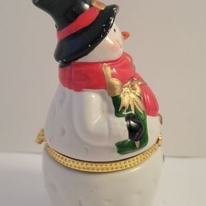 Hinged Christmas snowman trinket box